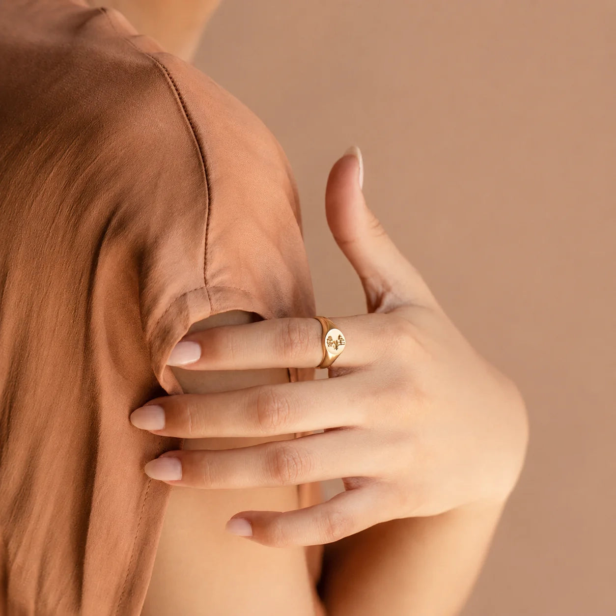 Birth Flower Signet Ring