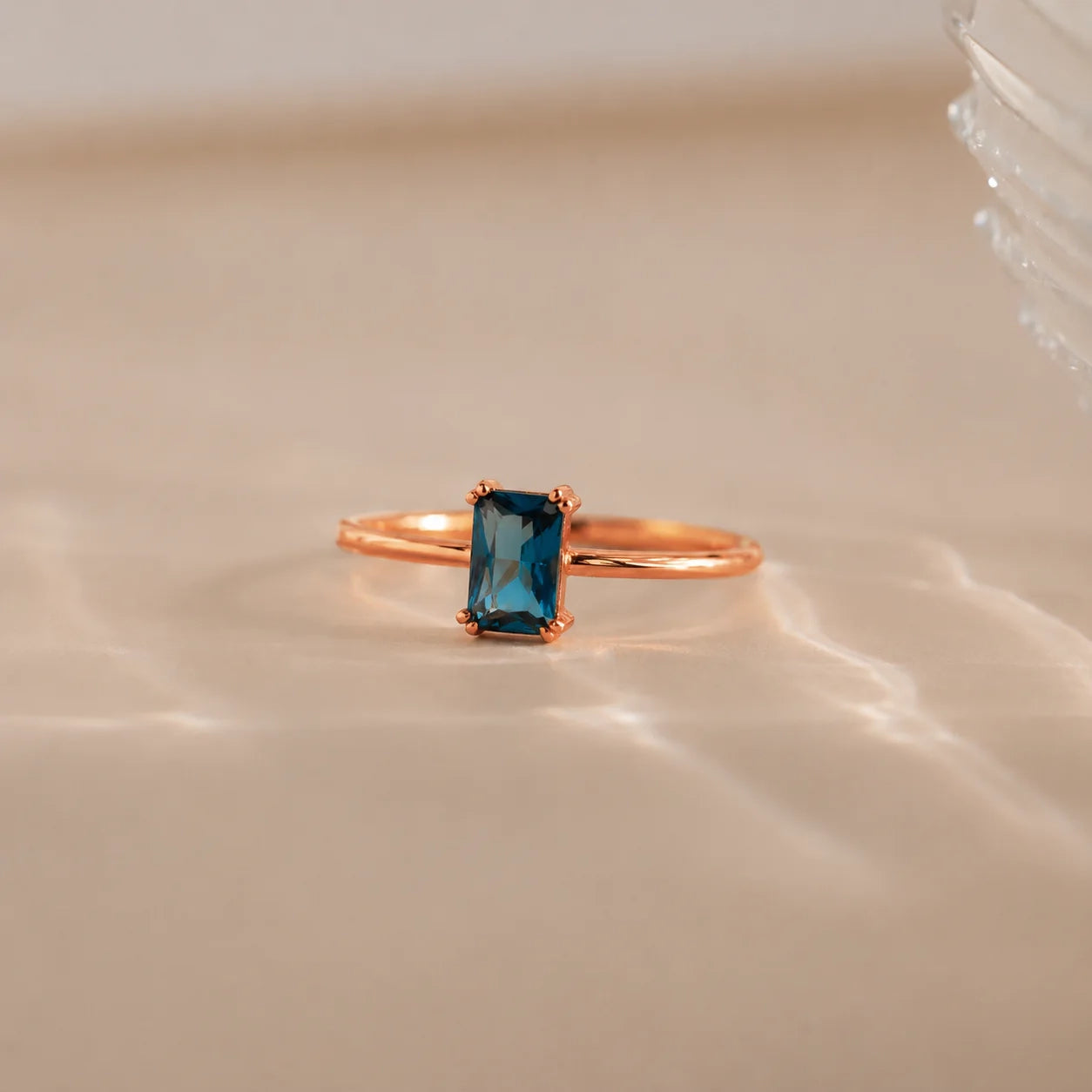 Blue Topaz Emerald Ring