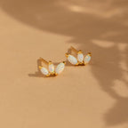 Dainty Opal Stud Earrings Set Silver 18K Gold Plated