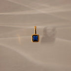 Square Bezel Birthstone Charm Silver 18K Gold Plated