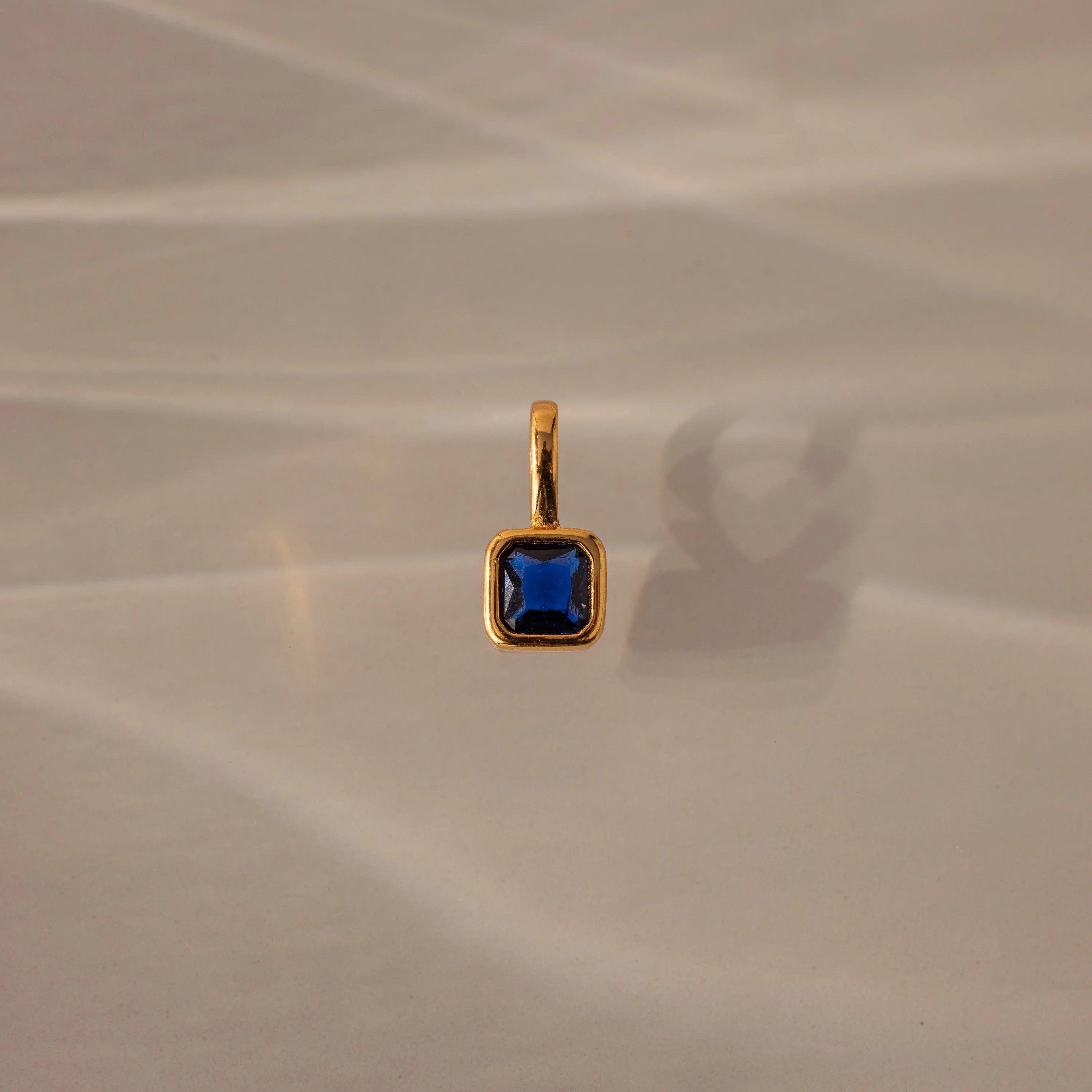 Square Bezel Birthstone Charm Silver 18K Gold Plated