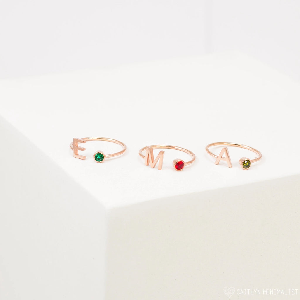 Alex Initial Birthstone Ring