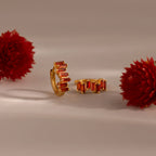Staggered Baguette Birthstone Huggies Silver 18K Gold Plated