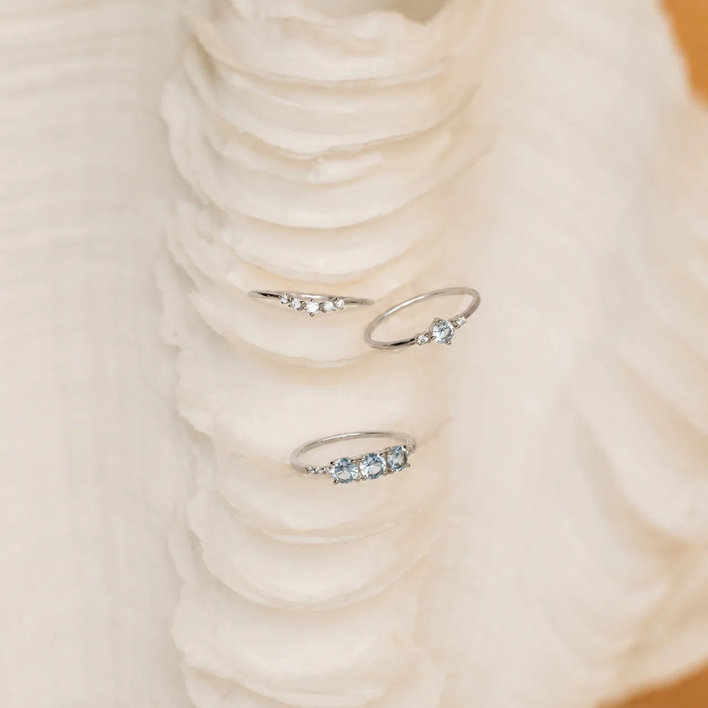 Tranquil Aquamarine Stacking Ring Set: Embrace Ocean-Inspired Serenity