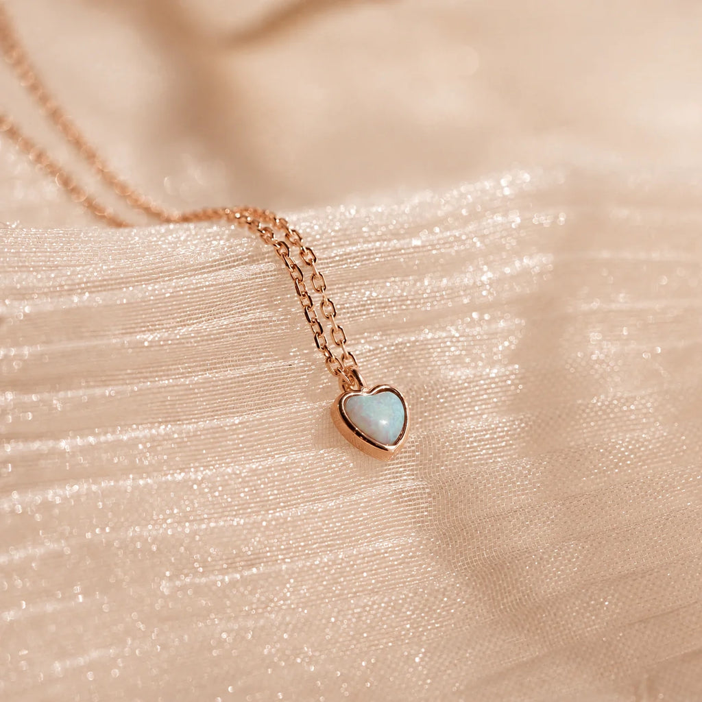 Tiny Opal Heart Necklace
