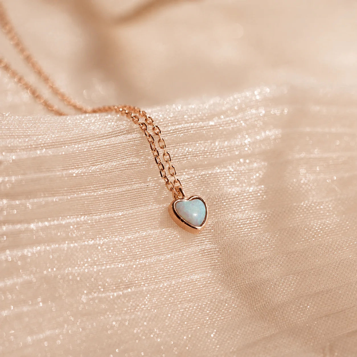 Tiny Opal Heart Necklace
