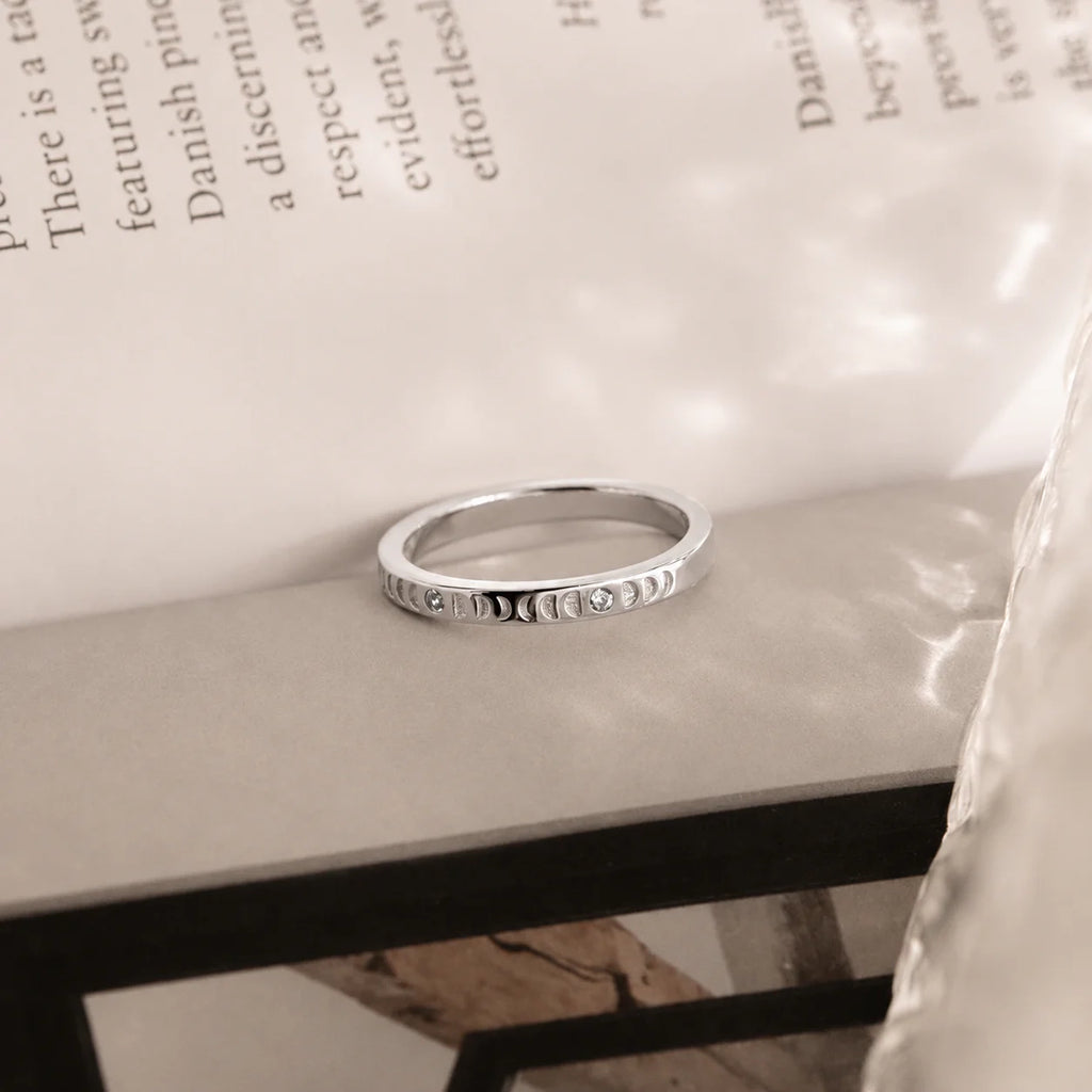 Phases of the Moon CZ Diamond Ring
