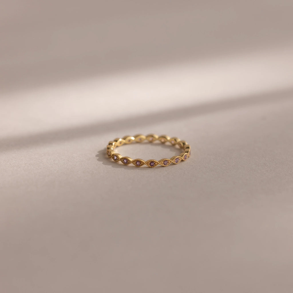Dainty Marquise Birthstone Ring Silver 18K Gold Plated