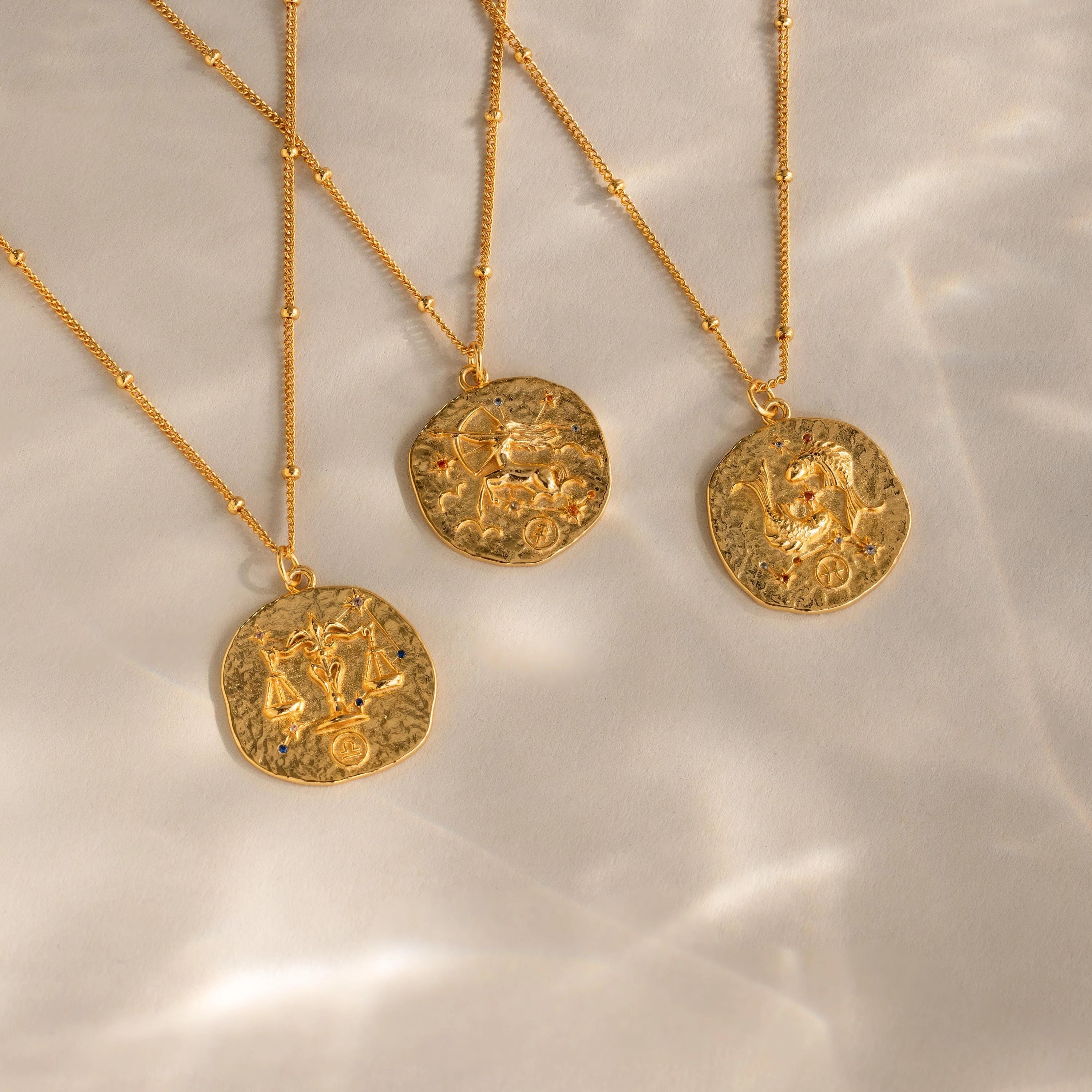 Zodiac Coin Necklace Silver 18K Gold Plated