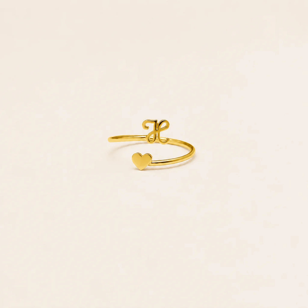 Initial Heart Wrap Ring