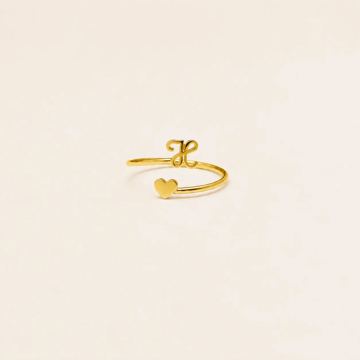 Initial Heart Wrap Ring