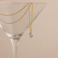 North Star Birthstone Signet Charm Necklace Silver 18K Gold Plated
