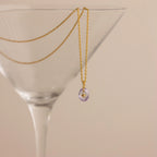 North Star Birthstone Signet Charm Necklace Silver 18K Gold Plated