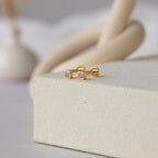 Birthstone Square Bezel Flatback Studs Silver 18K Gold Plated
