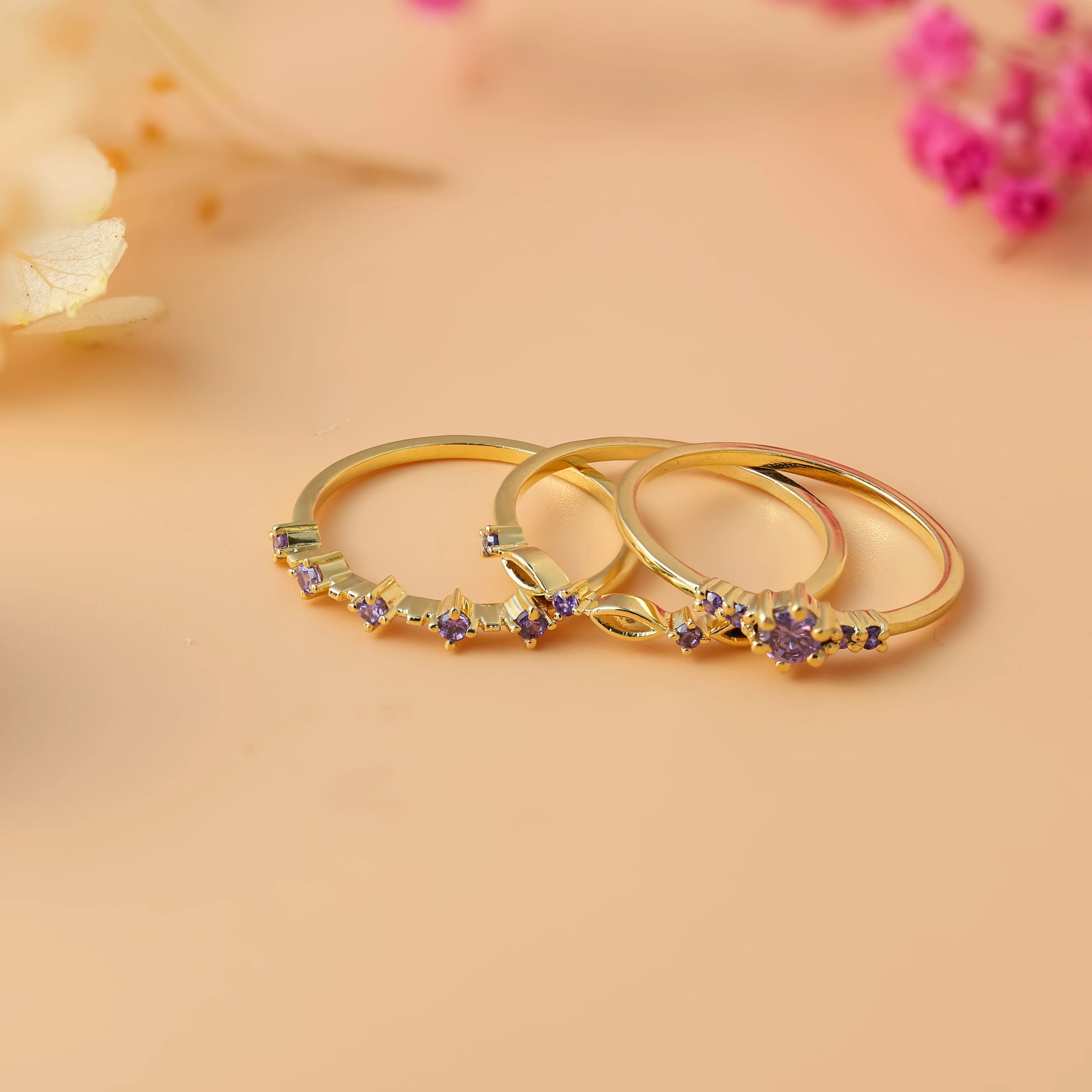 Amethyst Stacking Ring Set