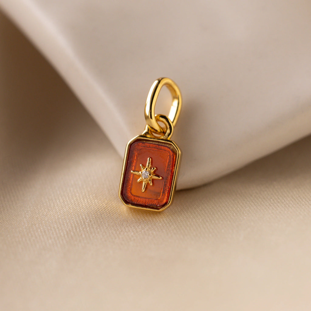 North Star Birthstone Charm Silver 18K Gold Plated