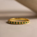 Art Deco Birthstone Eternity Ring Silver 18K Gold Plated