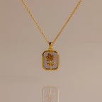 Birth Flower Charm Necklace Silver 18K Gold Plated