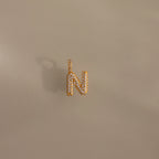 Diamond Pave Bubble Letter Charm Silver 18K Gold Plated