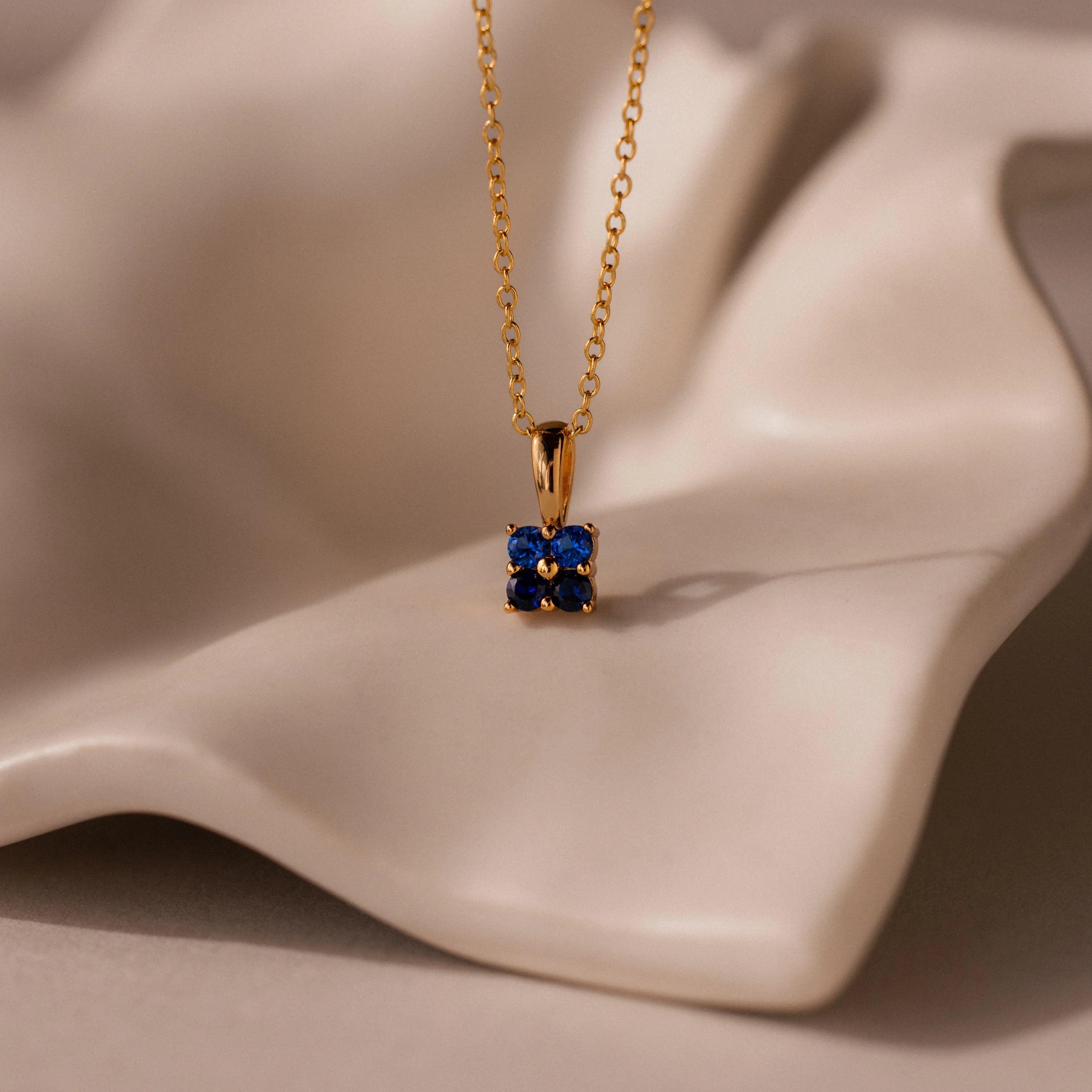 Ombre Birthstone Flower Necklace Silver 18K Gold Plated