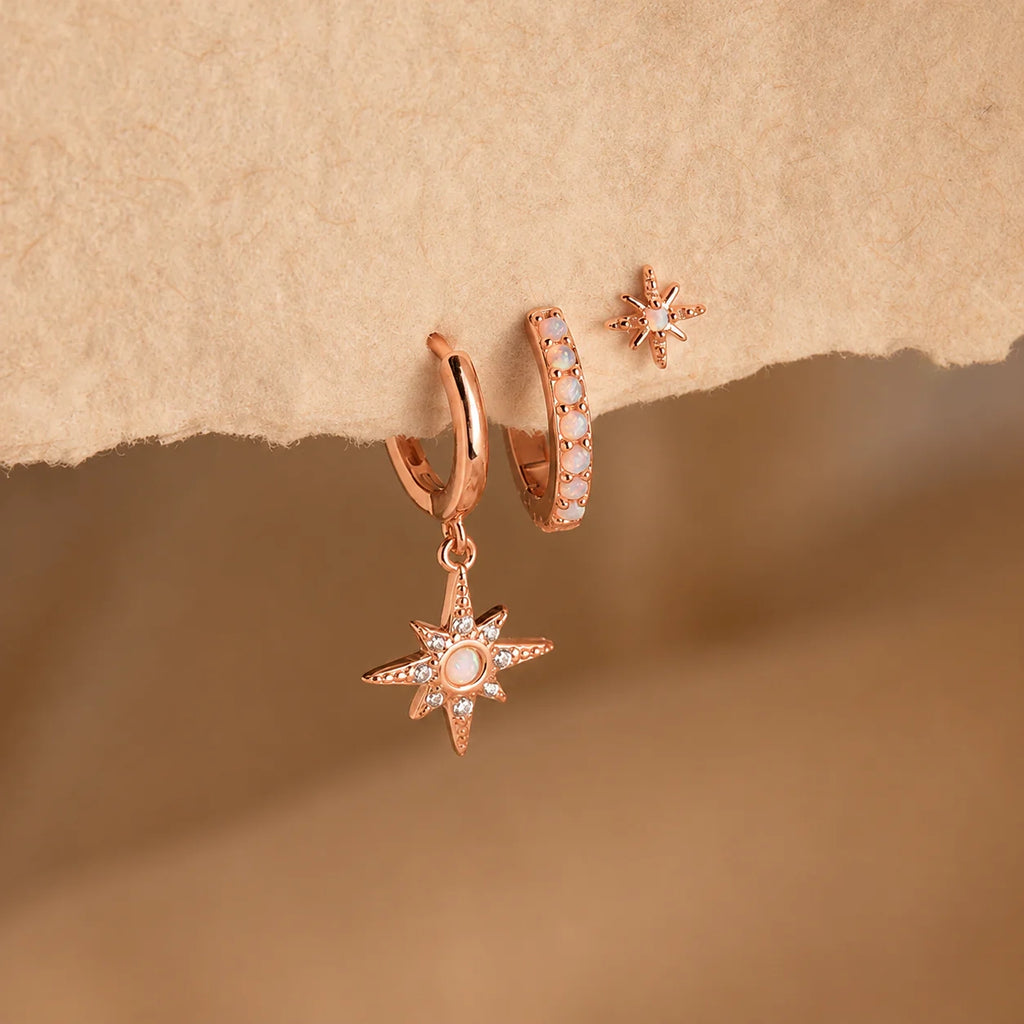 Opal Starburst Earrings Set