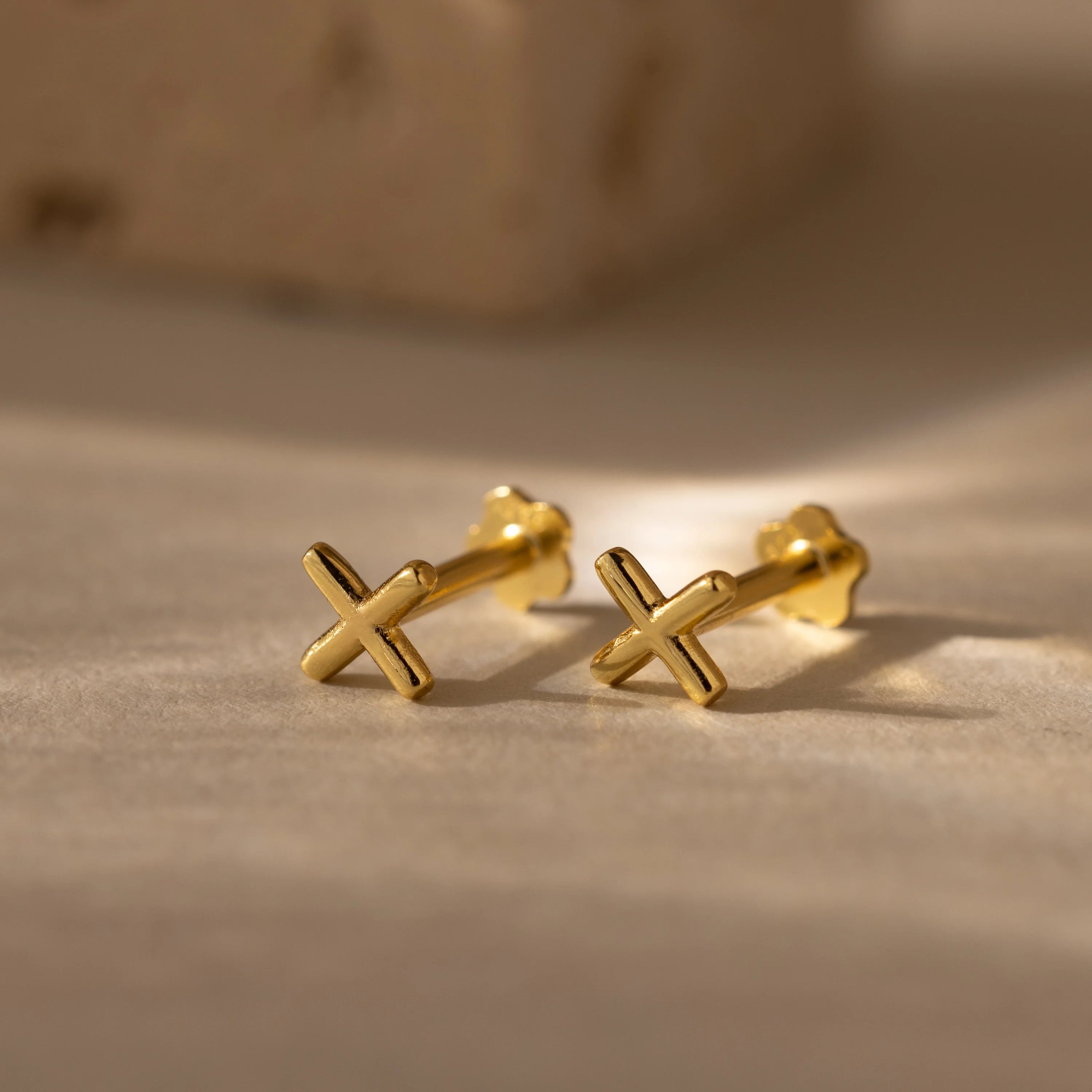 Bubble Initial Flatback Studs Silver 18K Gold Plated