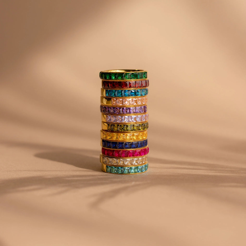 Birthstone Inlay Band Ring