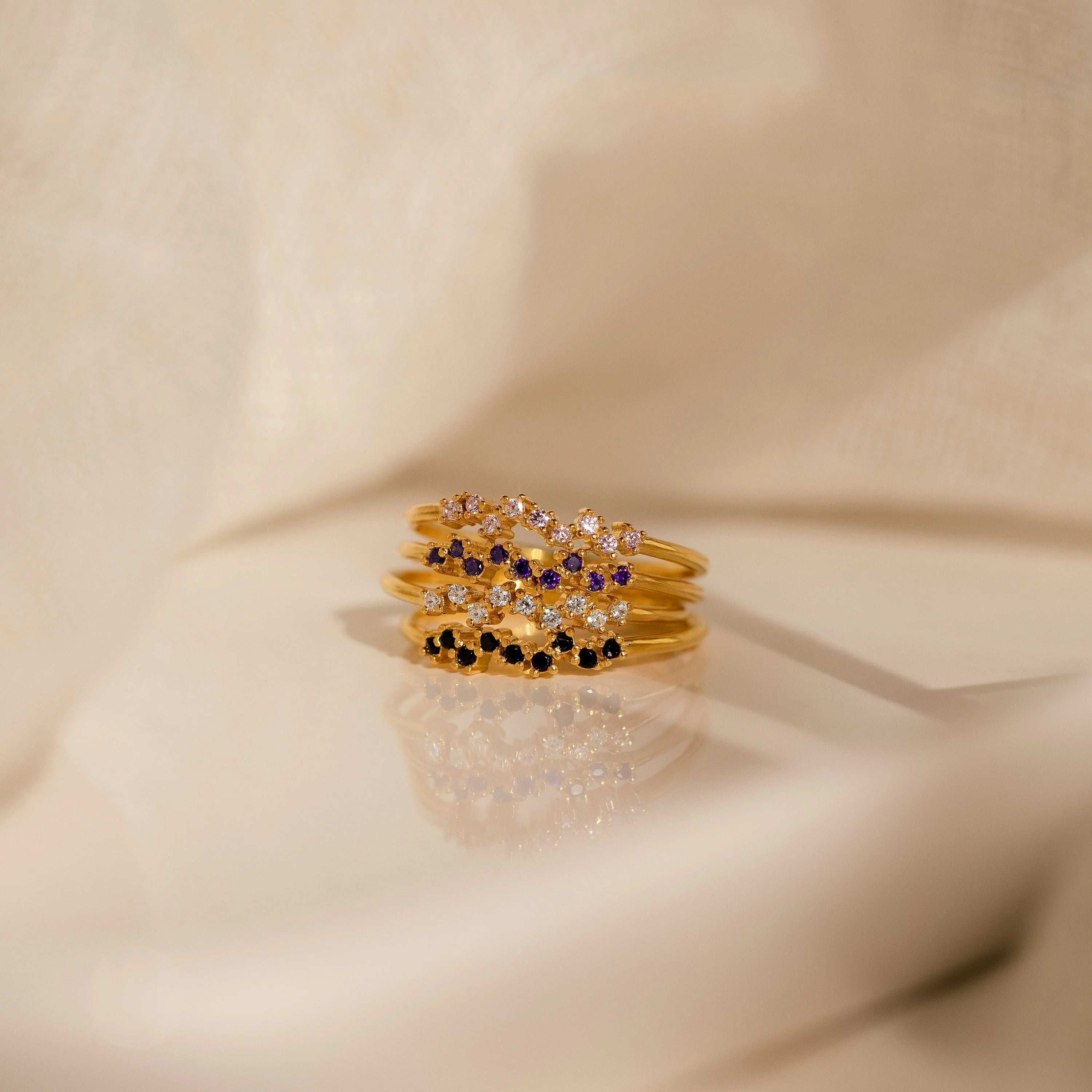 Sparkling Simplicity: The Tiny Cluster Birthstone Ring