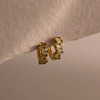 Staggered Baguette Birthstone Huggies Silver 18K Gold Plated