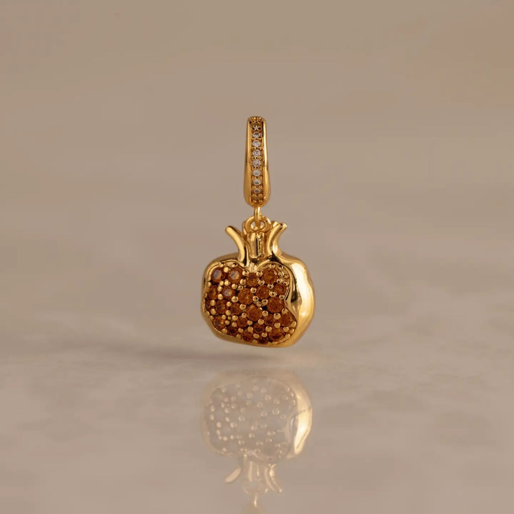 Birthstone Fruit Charm Silver 18K Gold Plated