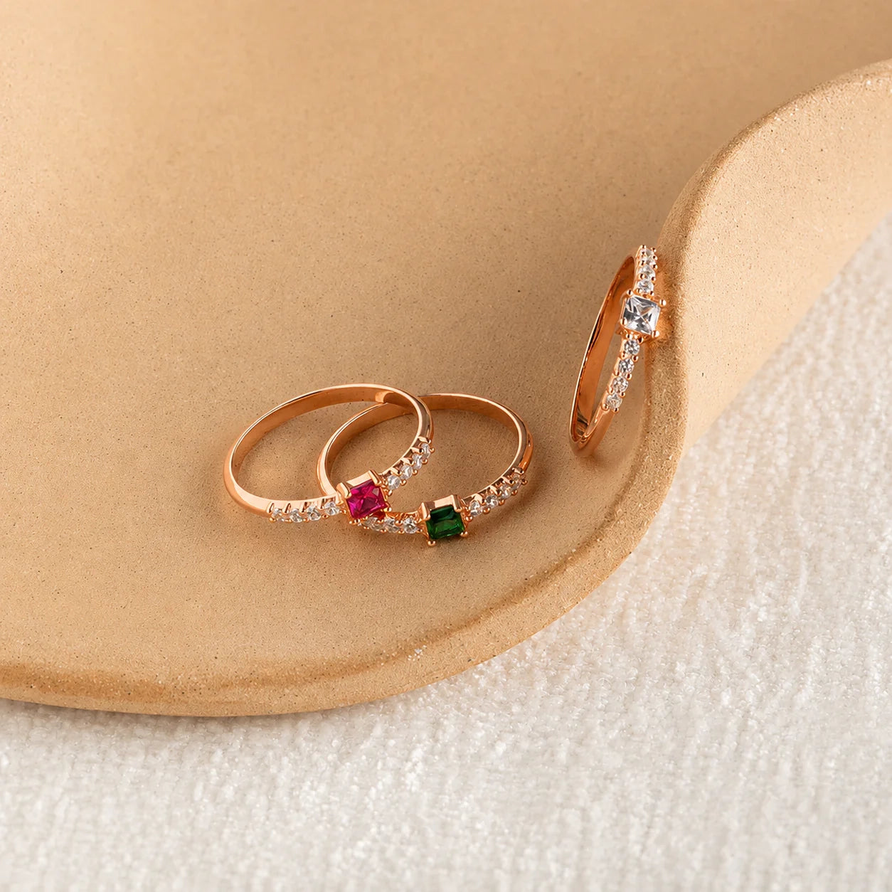 Regal Radiance: The Pave Princess Birthstone Ring