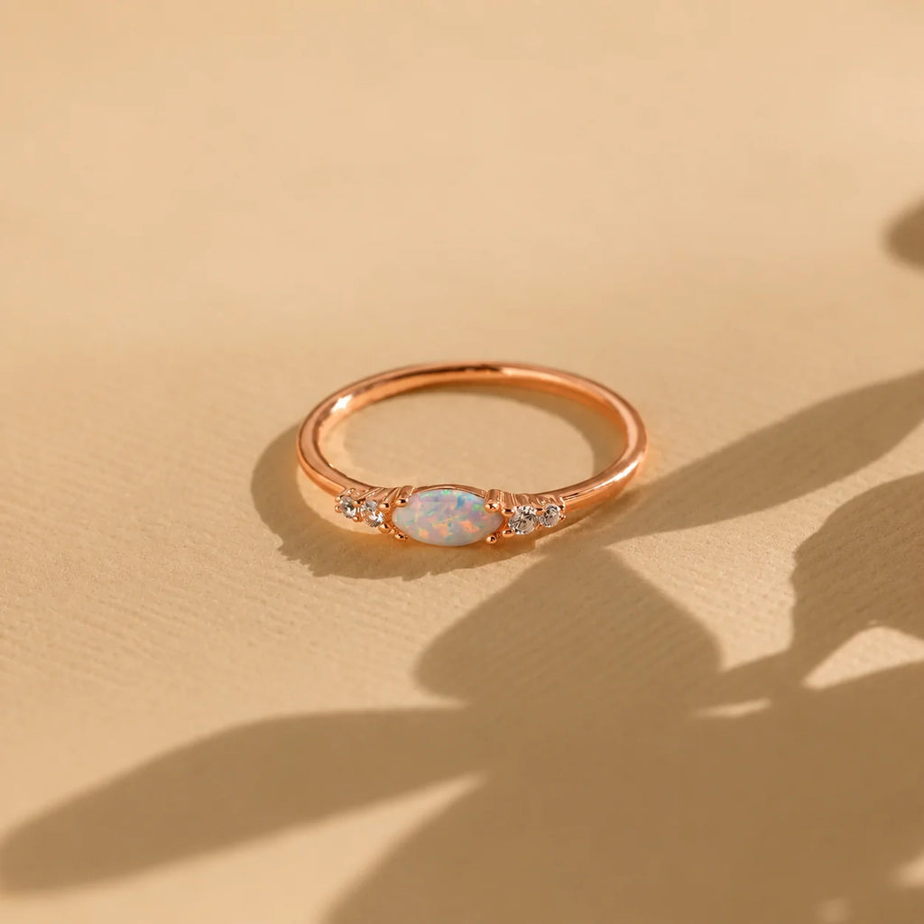 Marquise Opal and Diamond Ring