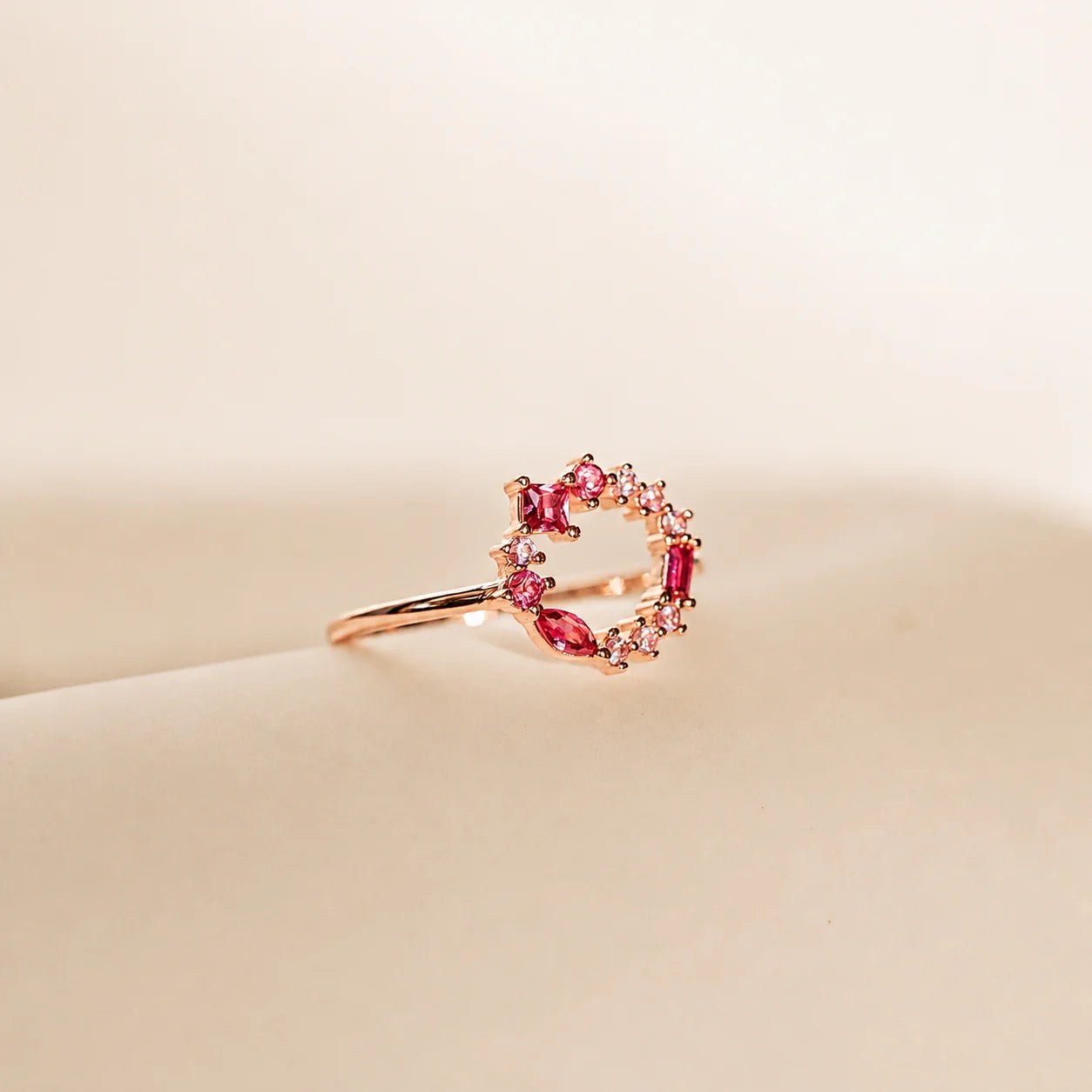 Empress Ruby Gemstone Cluster Circle Ring: Radiant Feminine Power