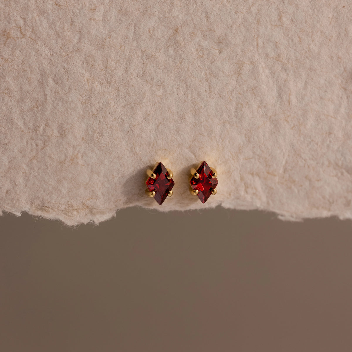 Birthstone Flatback Studs Silver 18K Gold Plated