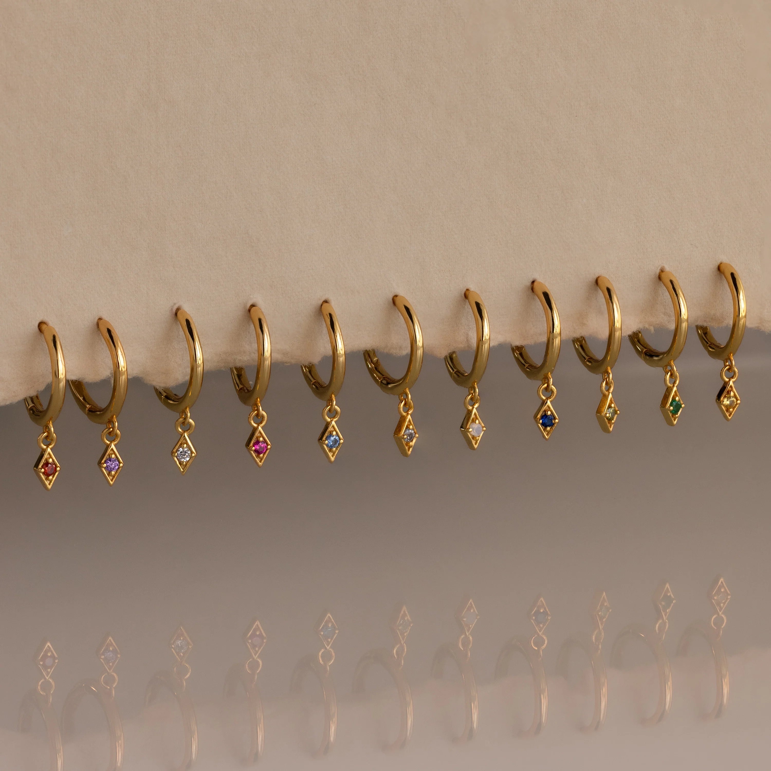 Ericka Birthstone Huggies Silver 18K Gold Plated