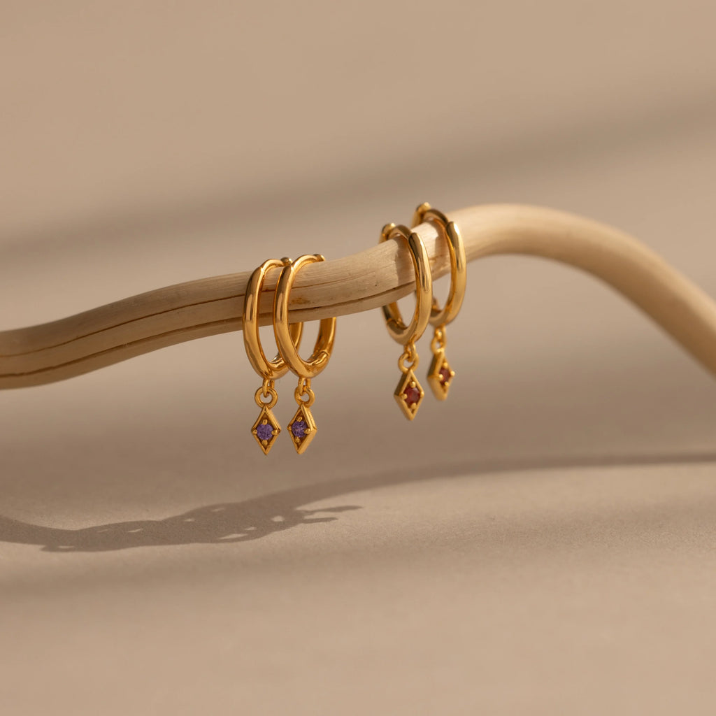 Ericka Birthstone Huggies Silver 18K Gold Plated