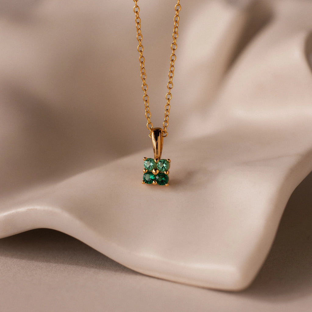 Ombre Birthstone Flower Necklace Silver 18K Gold Plated