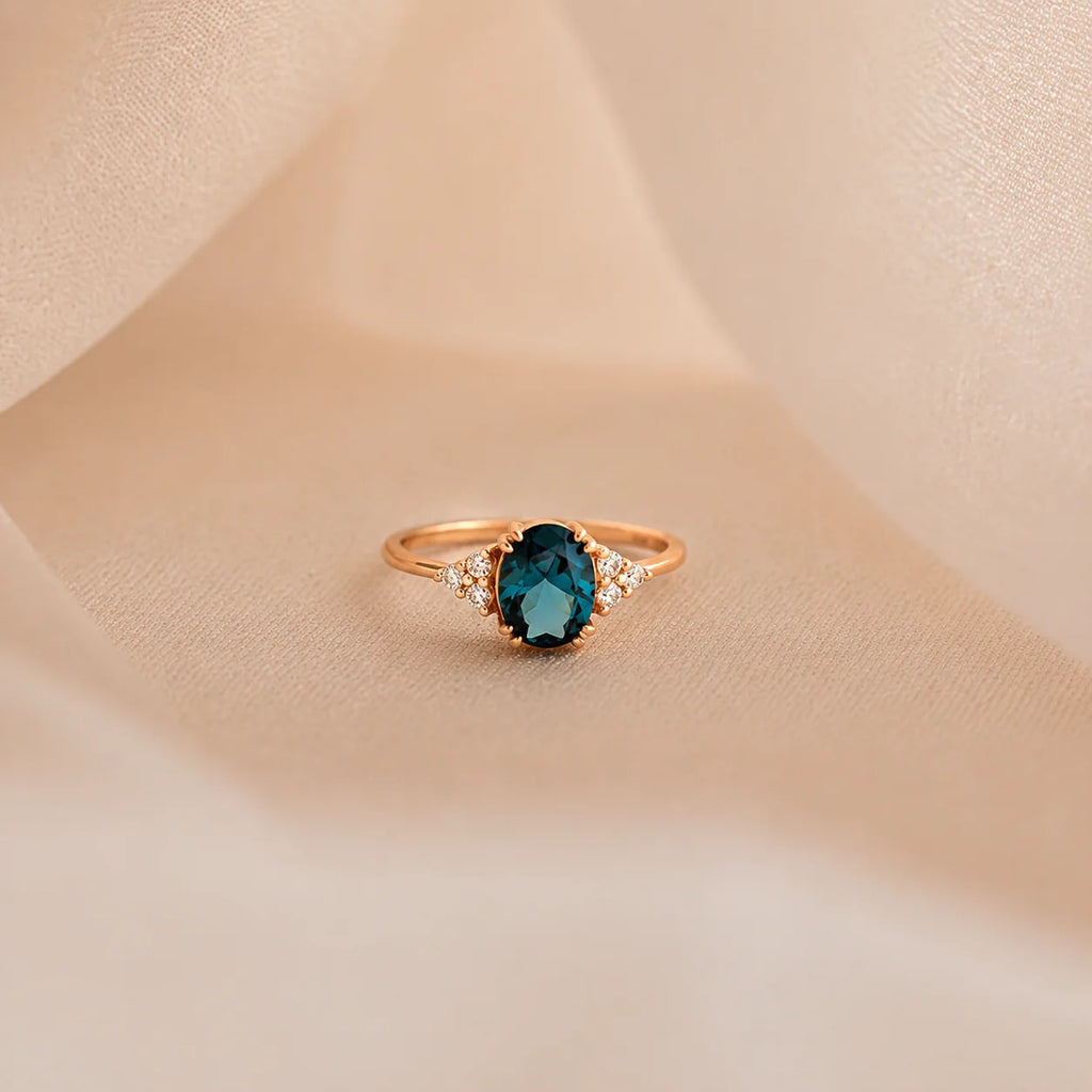 Blue Topaz Diamond Ring