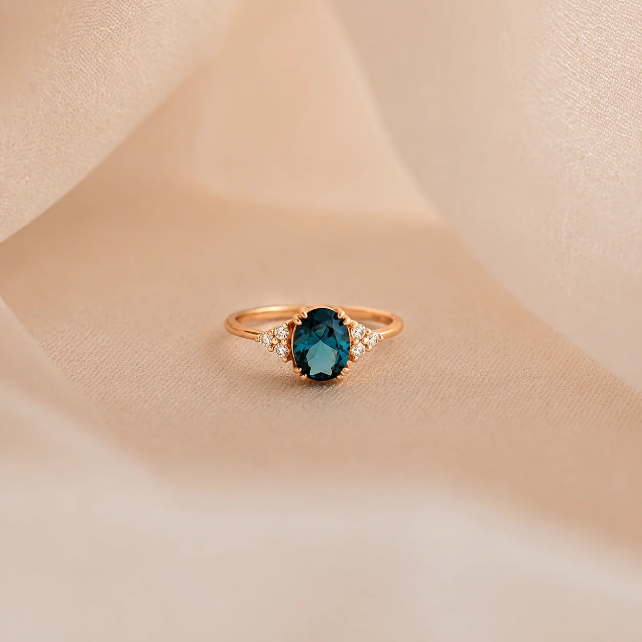 Blue Topaz Diamond Ring