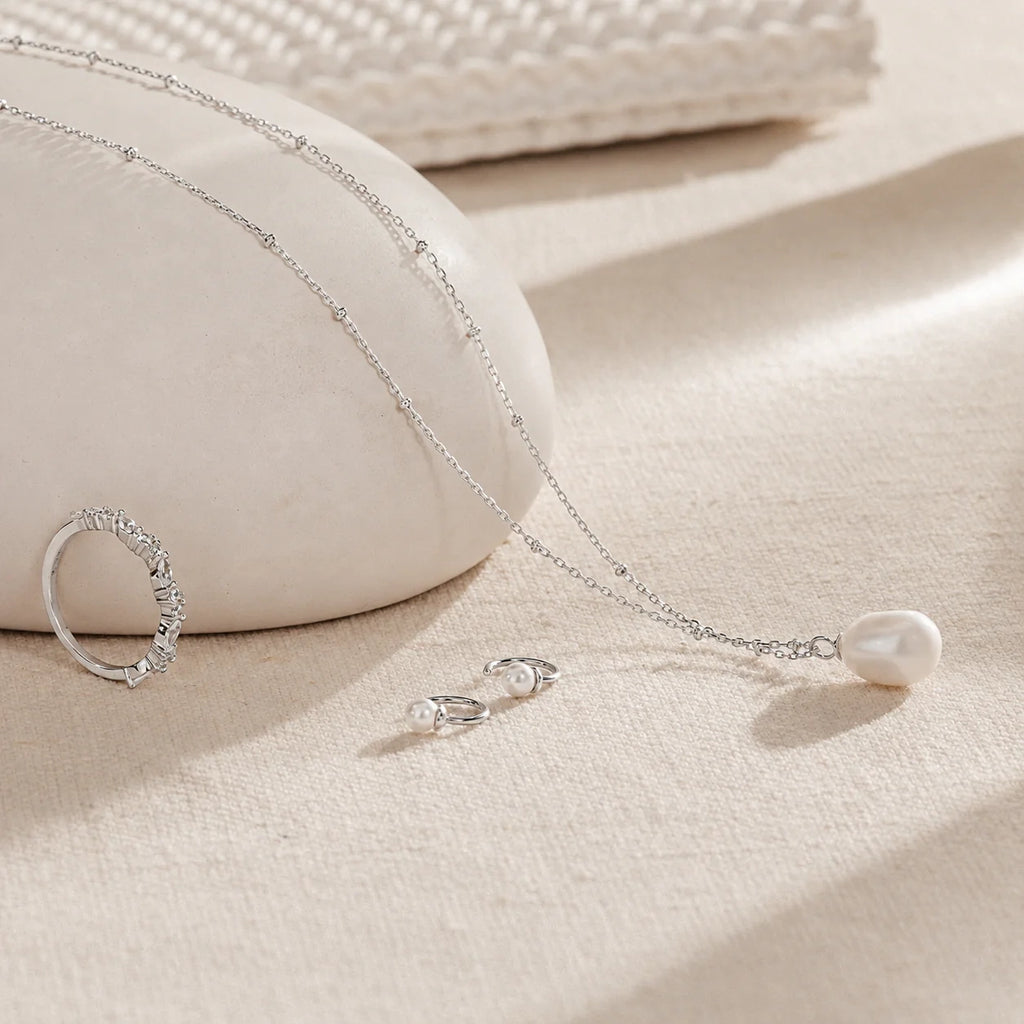 Pearl Station Pendant Necklace