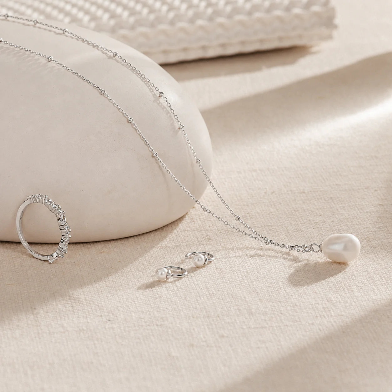 Pearl Station Pendant Necklace