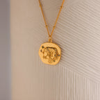 Zodiac Coin Necklace Silver 18K Gold Plated