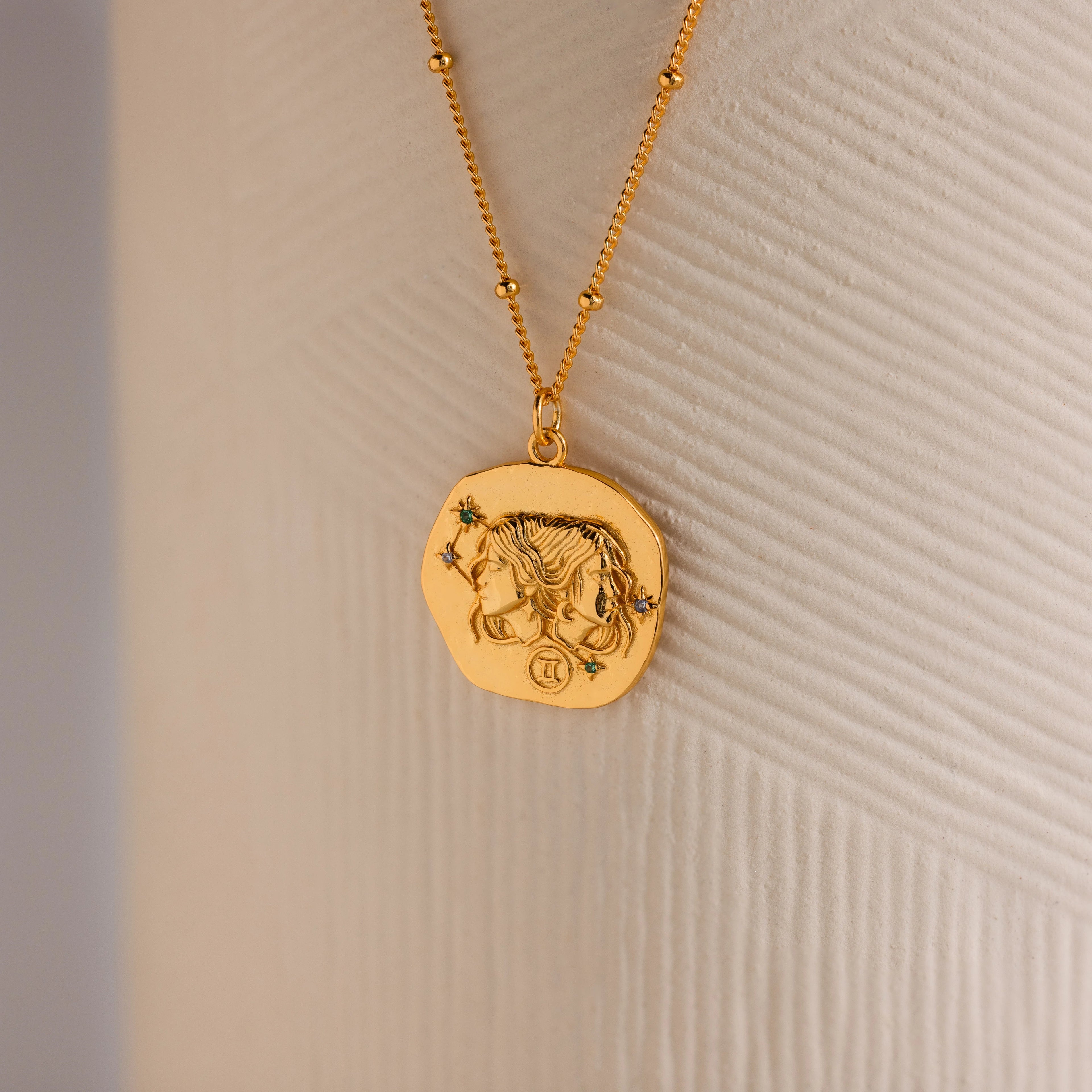 Zodiac Coin Necklace Silver 18K Gold Plated
