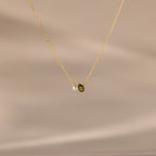 Teardrop Birthstone & Pearl Necklace Silver 18K Gold Plated