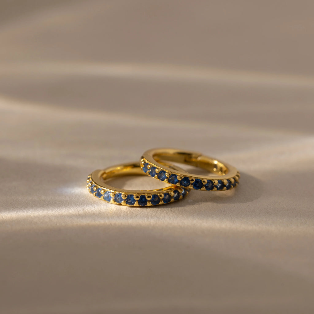 Birthstone Clicker Huggies Silver 18K Gold Plated