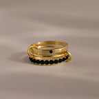 Birthstone Triple Eternity Band Ring Set Silver 18K Gold Plated