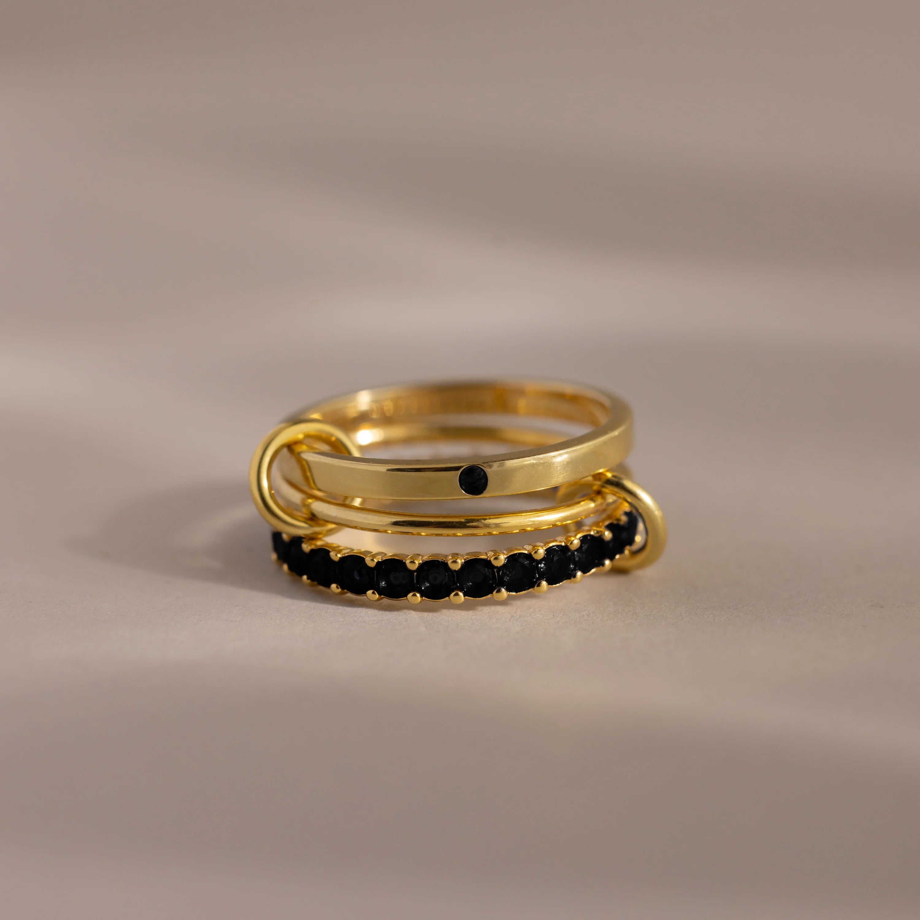 Birthstone Triple Eternity Band Ring Set Silver 18K Gold Plated