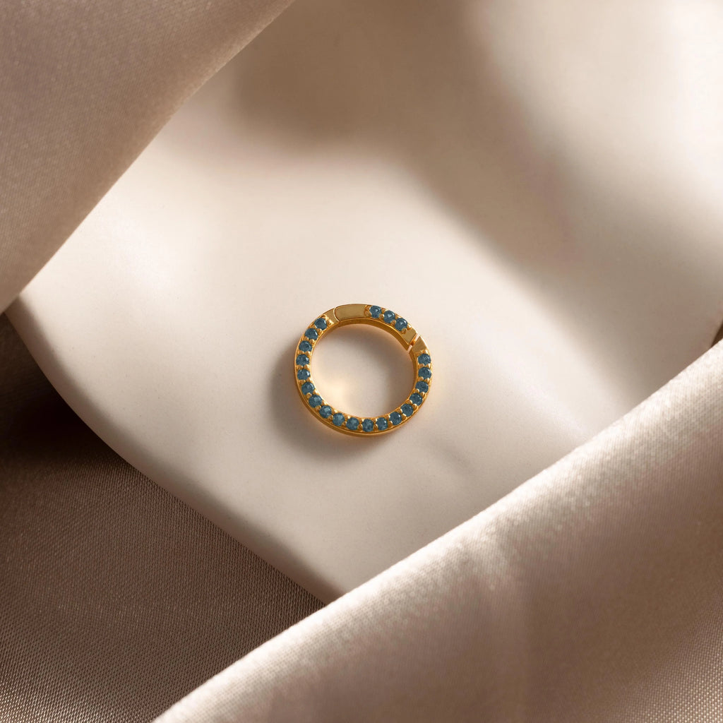 Pave  Emerald Charm Clip Silver 18K Gold Plated
