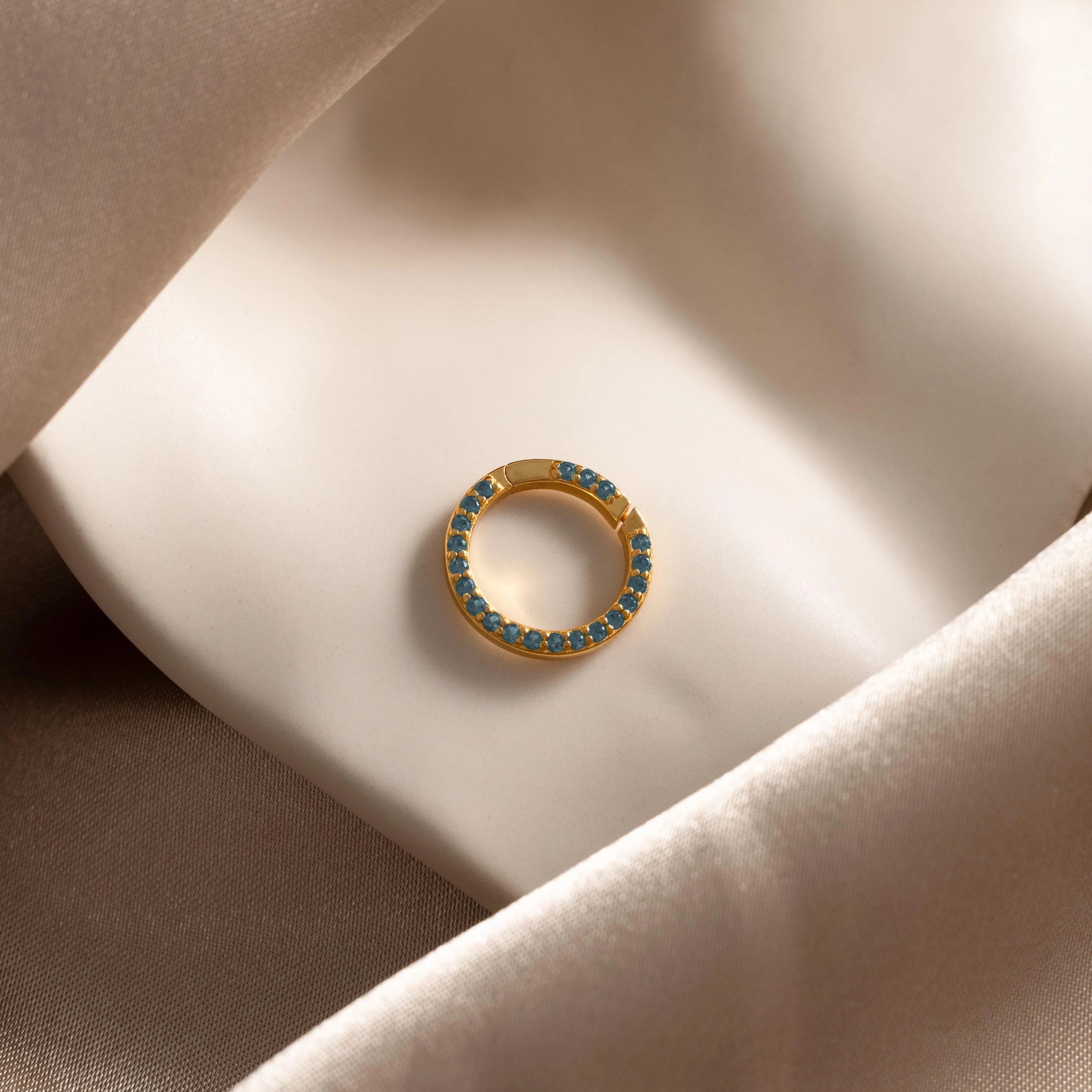 Pave  Emerald Charm Clip Silver 18K Gold Plated