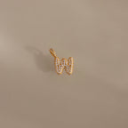 Diamond Pave Bubble Letter Charm Silver 18K Gold Plated